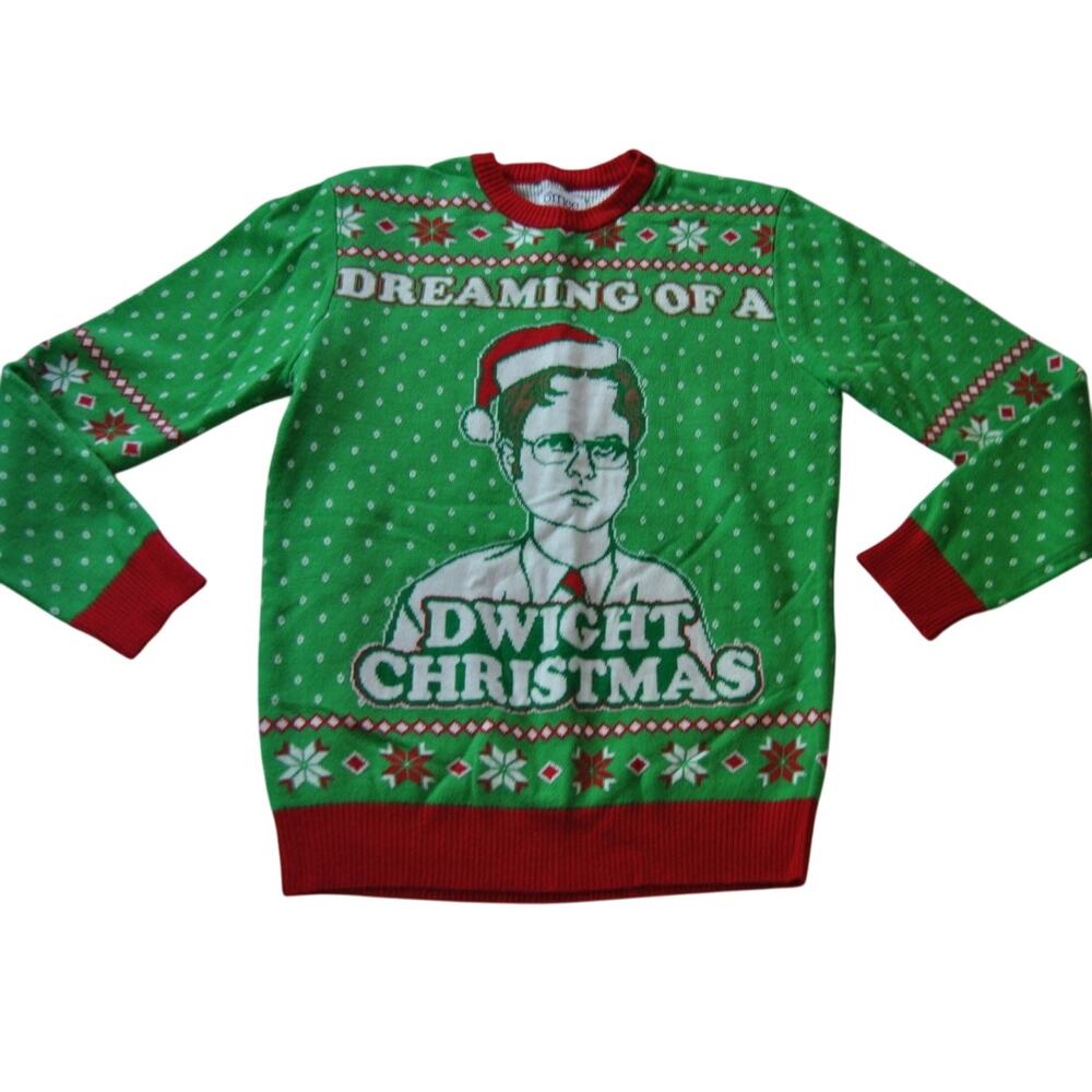 Tipsy Elves The Office Dreaming Of A Dwight Christmas Green Ugly Sweater Small